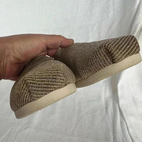 TOMS Womens Size 7 Alpargata Ortholite GOLD Sparkle Knit Flat Shoes - Picture 8 of 11